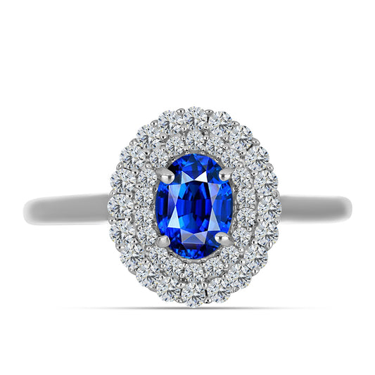 Inel din Argint 925 ( 2.54 grame ) cu Safir Albastru Australian și Topaz Alb 1.53 Carate