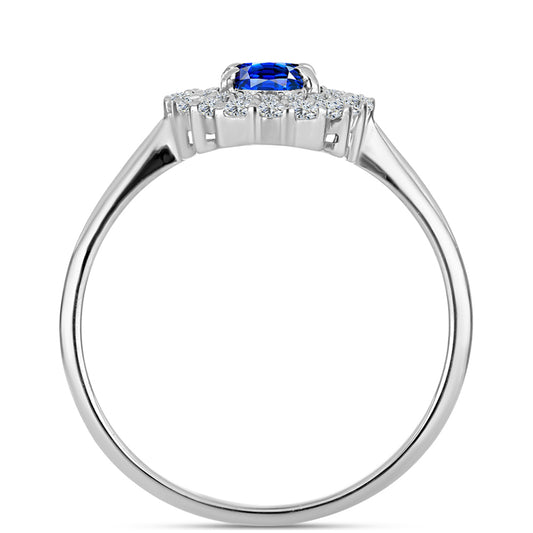 Inel din Argint 925 ( 2.54 grame ) cu Safir Albastru Australian și Topaz Alb 1.53 Carate