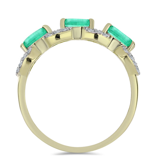 Inel din Argint 925 Placat cu Aur ( 2.32 grame ) cu Smarald Columbian și Diamant Alb 1.58 Carate