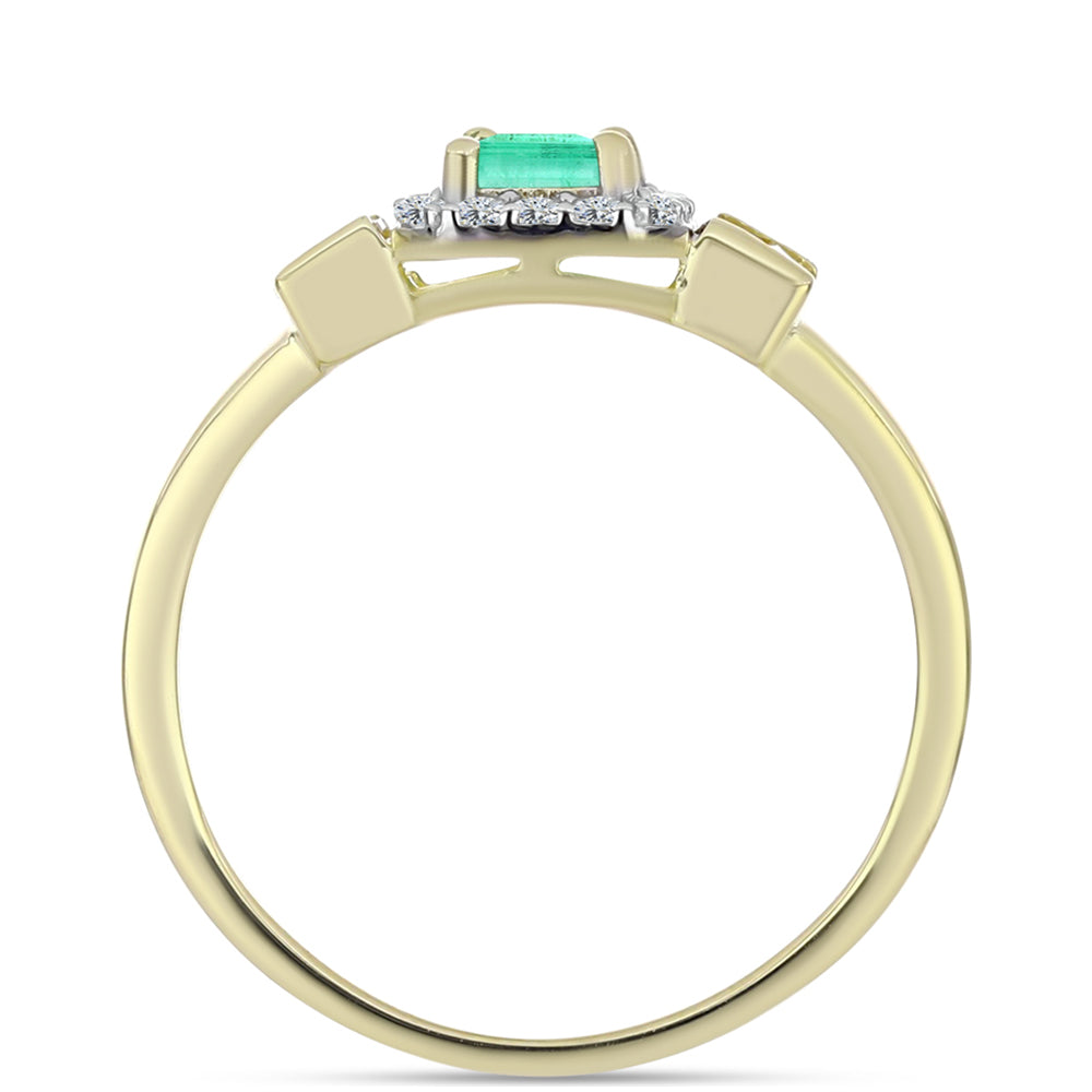 Inel din Argint 925 Placat cu Aur ( 1.89 grame ) cu Smarald Columbian și Diamant Alb 0.86 Carate 2 