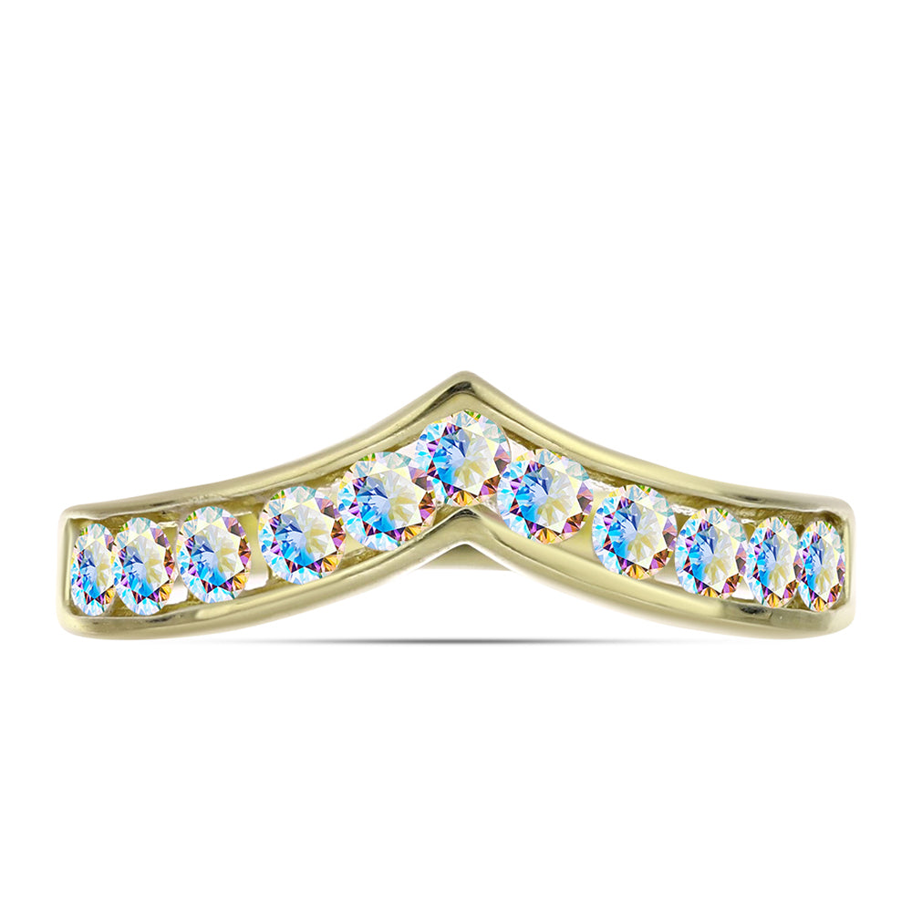 Inel din Argint 925 Placat cu Aur ( 2.57 grame ) cu Moissanit de Gheață 0.66 Carate 1 