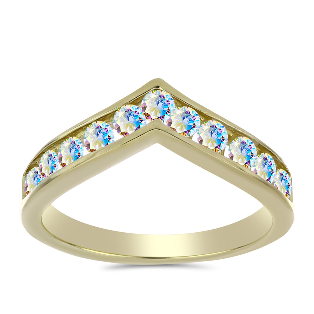 Inel din Argint 925 Placat cu Aur ( 2.57 grame ) cu Moissanit de Gheață 0.66 Carate