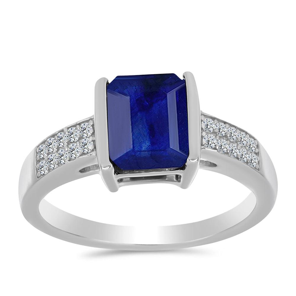 Inel din Argint 925 ( 2.96 grame ) cu Safir Albastru Australian și Topaz Alb 2.58 Carate