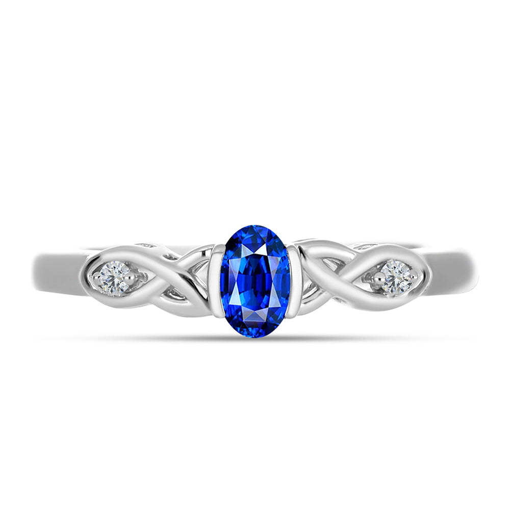Inel din Argint 925 ( 1.88 grame ) cu Safir Albastru Australian și Topaz Alb 0.38 Carate 1 