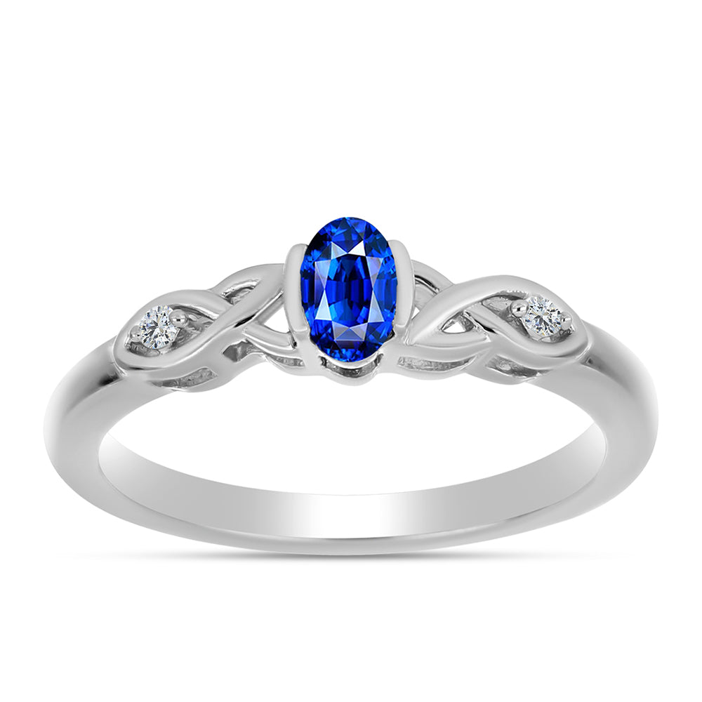 Inel din Argint 925 ( 1.88 grame ) cu Safir Albastru Australian și Topaz Alb 0.38 Carate