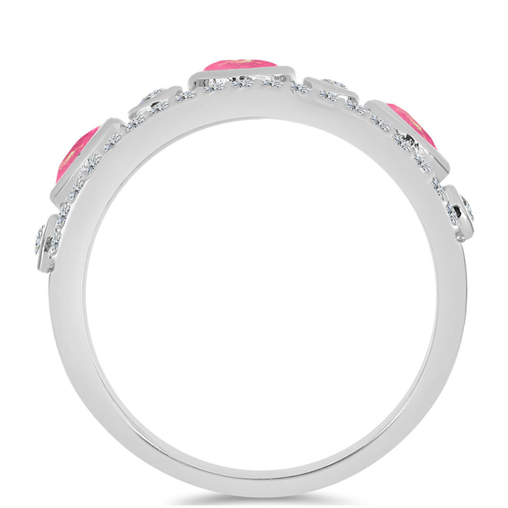 Inel din Argint 925 ( 3.57 grame ) cu Opal Lega Dembi Roz și Topaz Alb 1.07 Carate 2 