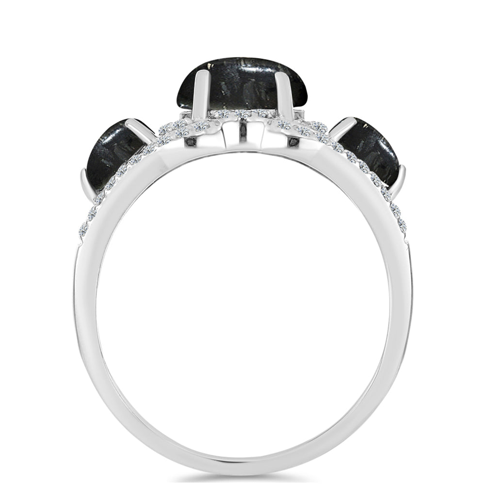 Inel din Argint 925 ( 2.35 grame ) cu Jasp Picasso și Topaz Alb 2.48 Carate