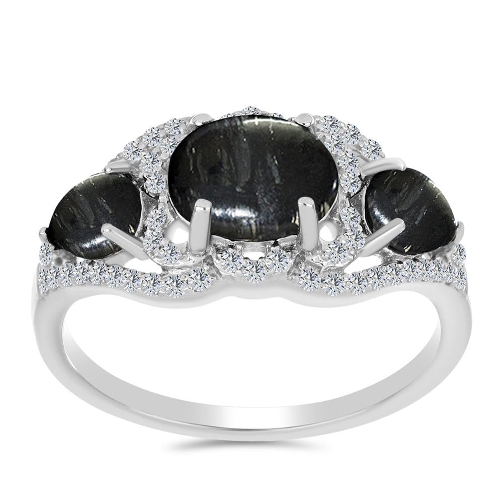 Inel din Argint 925 ( 2.35 grame ) cu Jasp Picasso și Topaz Alb 2.48 Carate