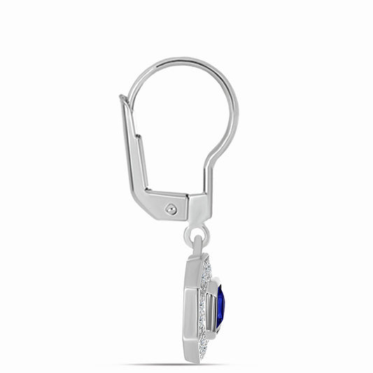 Cercei din Argint 925 ( 2.4 grame ) cu Safir Albastru Australian și Topaz Alb 1.35 Carate