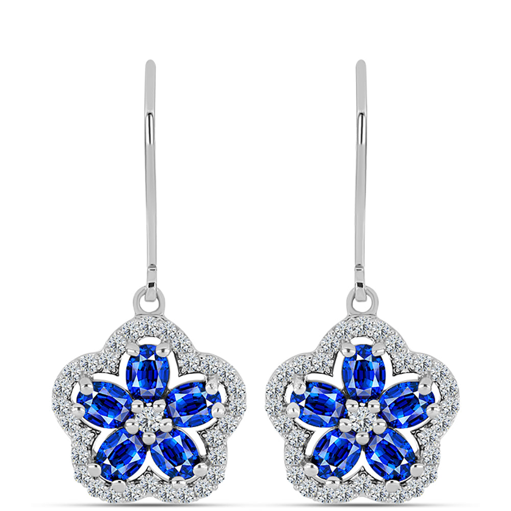 Cercei din Argint 925 ( 2.62 grame ) cu Safir Albastru Australian și Topaz Alb 3.1 Carate 1 