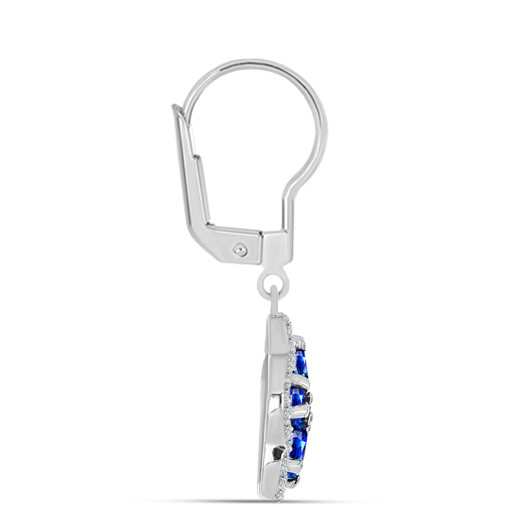 Cercei din Argint 925 ( 2.62 grame ) cu Safir Albastru Australian și Topaz Alb 3.1 Carate 2 