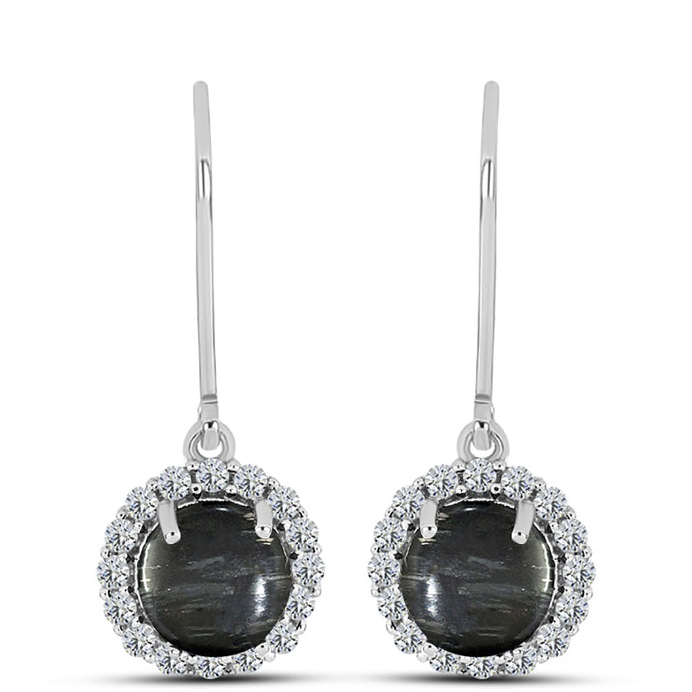 Cercei din Argint 925 ( 2.43 grame ) cu Jasp Picasso și Topaz Alb 3.79 Carate 1 