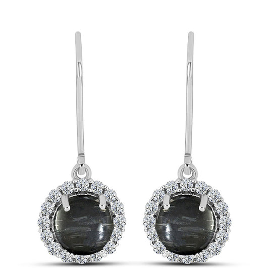 Cercei din Argint 925 ( 2.43 grame ) cu Jasp Picasso și Topaz Alb 3.79 Carate