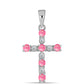 Cruce Pandantiv din Argint 925 ( 1.04 grame ) cu Opal Lega Dembi Roz și Topaz Alb 0.31 Carate