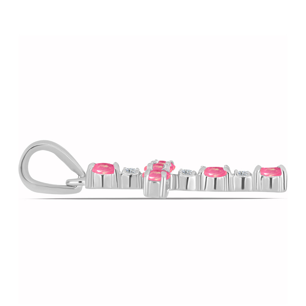 Cruce Pandantiv din Argint 925 ( 1.04 grame ) cu Opal Lega Dembi Roz și Topaz Alb 0.31 Carate 2 