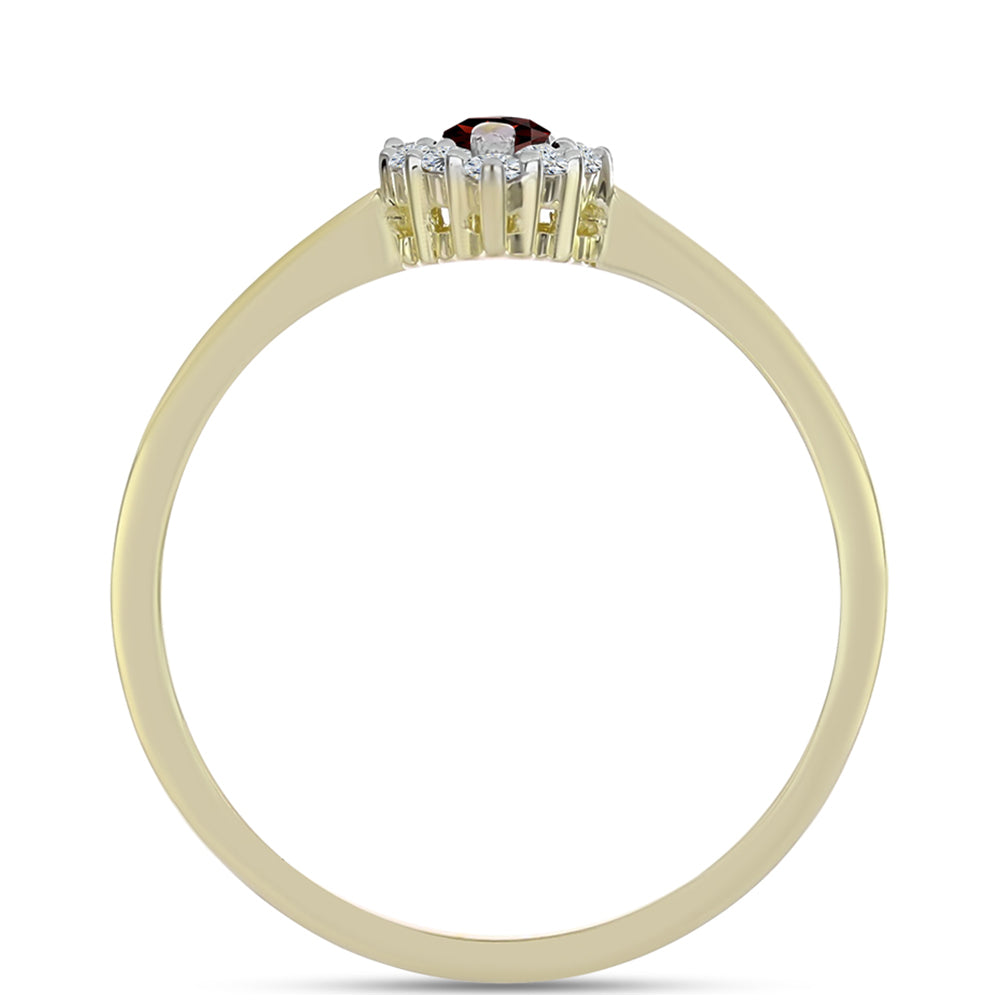 Inel din Argint 925 Placat cu Aur ( 2.08 grame ) cu Granat Barton și Topaz Alb 0.52 Carate 2 