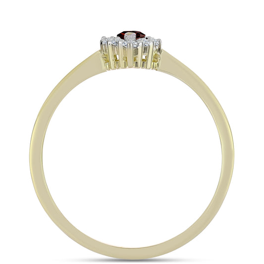Inel din Argint 925 Placat cu Aur ( 2.08 grame ) cu Granat Barton și Topaz Alb 0.52 Carate