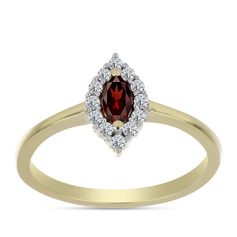 Inel din Argint 925 Placat cu Aur ( 2.08 grame ) cu Granat Barton și Topaz Alb 0.52 Carate 3 