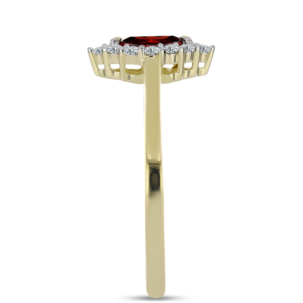 Inel din Argint 925 Placat cu Aur ( 2.08 grame ) cu Granat Barton și Topaz Alb 0.52 Carate 4 