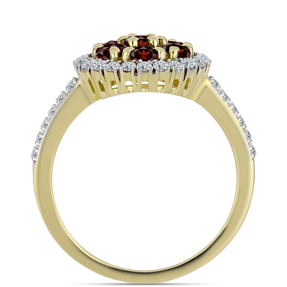 Inel din Argint 925 Placat cu Aur ( 3.01 grame ) cu Granat Barton și Topaz Alb 1.24 Carate 2 