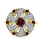 Inel din Argint 925 Placat cu Aur ( 3.89 grame ) cu Granat Barton și Topaz Alb 1.34 Carate
