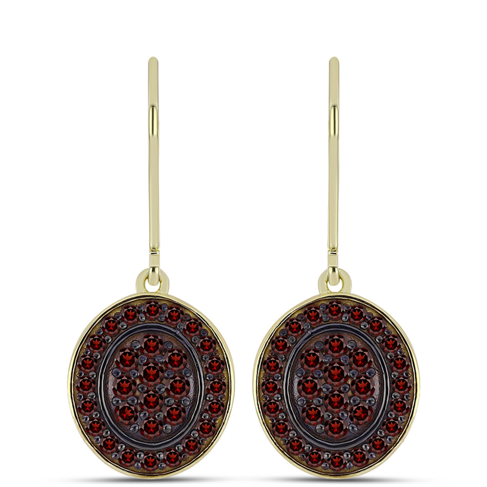 Cercei din Argint 925 Placat cu Aur ( 4.02 grame ) cu Granat Barton 1.2 Carate