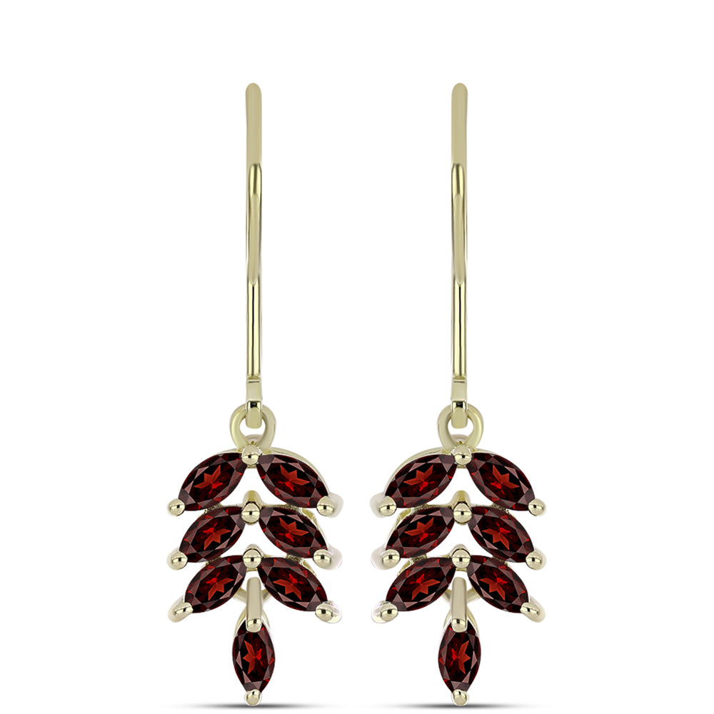 Cercei din Argint 925 Placat cu Aur ( 2.32 grame ) cu Granat Barton 1.46 Carate