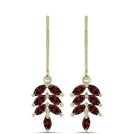 Cercei din Argint 925 Placat cu Aur ( 2.32 grame ) cu Granat Barton 1.46 Carate