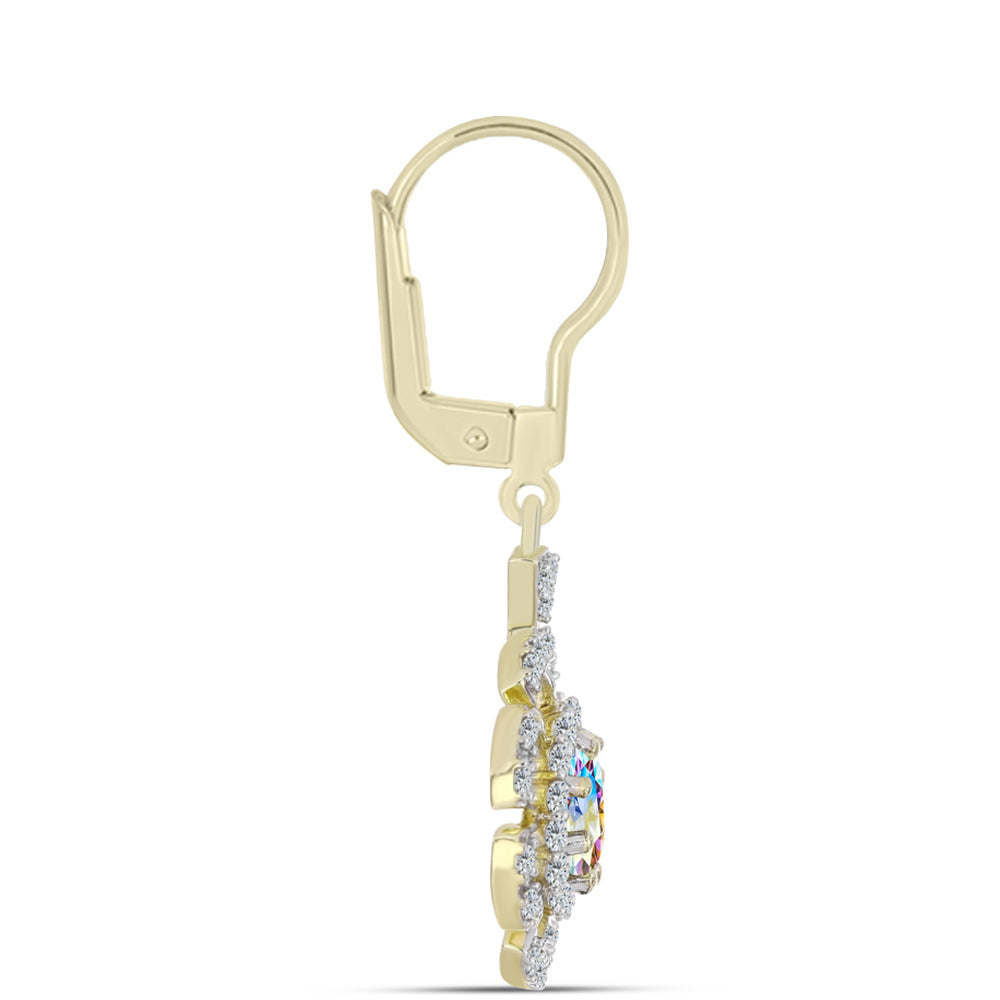 Cercei din Argint 925 Placat cu Aur ( 3.64 grame ) cu Moissanit de Gheață și Topaz Alb 2.44 Carate 2 