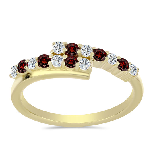 Inel din Argint 925 Placat cu Aur ( 2.27 grame ) cu Granat Barton și Topaz Alb 0.55 Carate