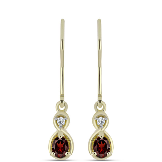 Cercei din Argint 925 Placat cu Aur ( 1.72 grame ) cu Granat Barton și Topaz Alb 0.46 Carate