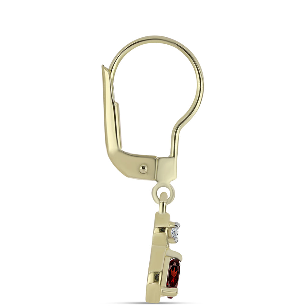 Cercei din Argint 925 Placat cu Aur ( 1.72 grame ) cu Granat Barton și Topaz Alb 0.46 Carate 2 