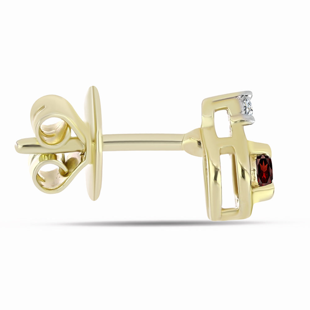 Cercei din Argint 925 Placat cu Aur ( 1.31 grame ) cu Granat Barton și Topaz Alb 0.28 Carate 2 