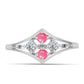 Inel din Argint 925 ( 2.25 grame ) cu Opal Lega Dembi Roz și Topaz Alb 0.41 Carate