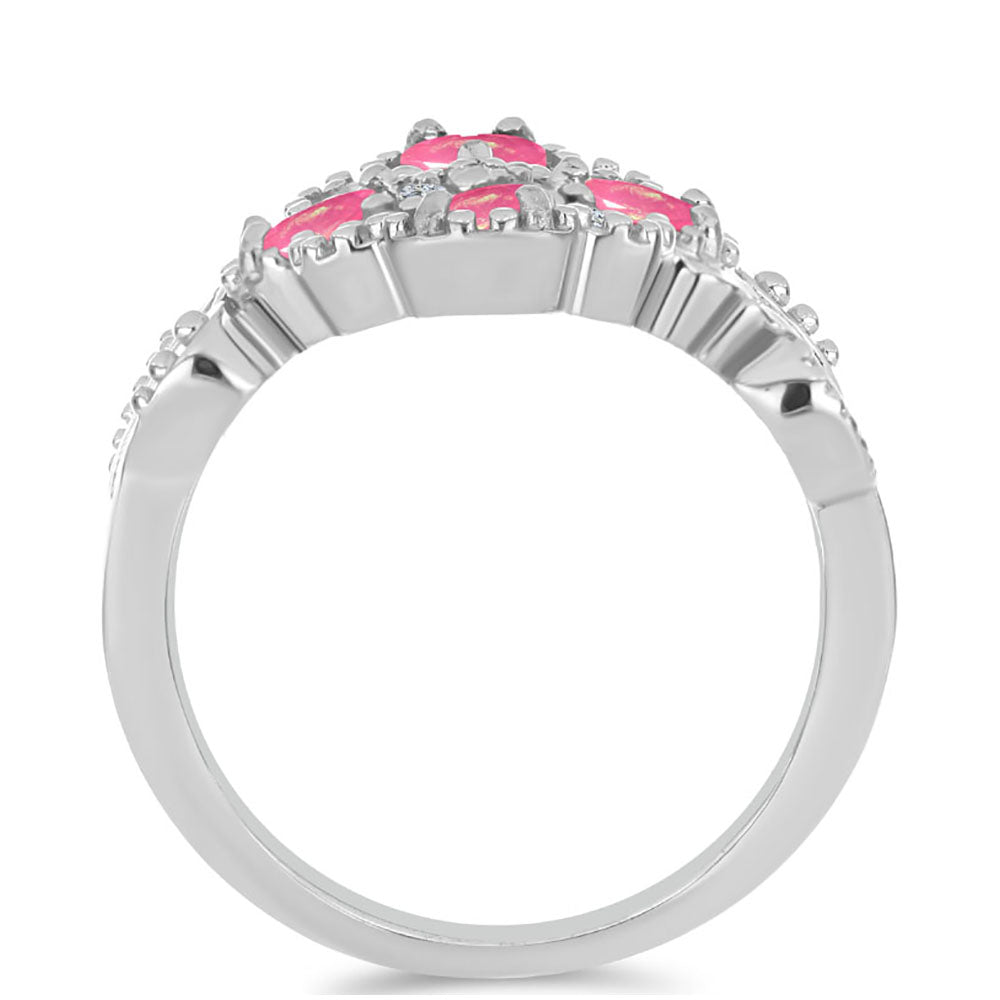 Inel din Argint 925 ( 4.09 grame ) cu Opal Lega Dembi Roz și Topaz Alb 0.97 Carate