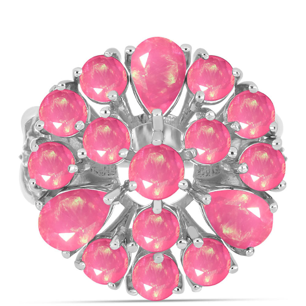 Inel din Argint 925 ( 5.08 grame ) cu Opal Lega Dembi Roz și Topaz Alb 2.36 Carate 1 