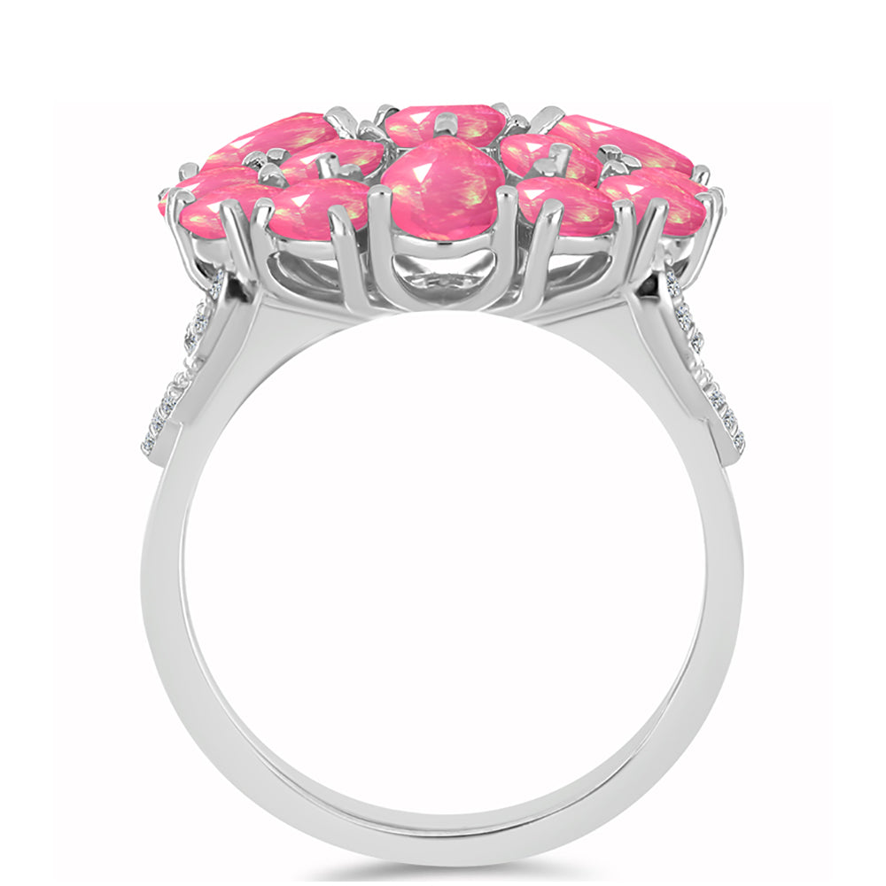 Inel din Argint 925 ( 5.08 grame ) cu Opal Lega Dembi Roz și Topaz Alb 2.36 Carate