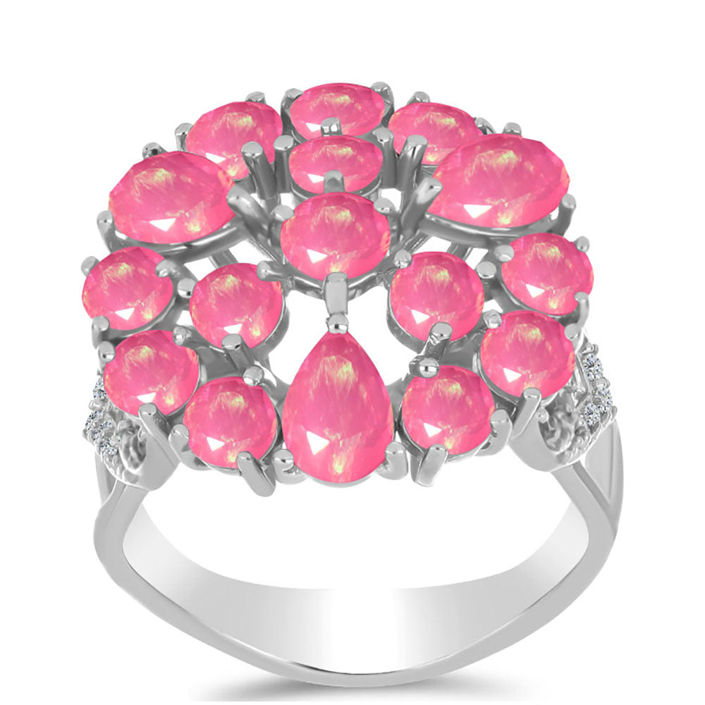 Inel din Argint 925 ( 5.08 grame ) cu Opal Lega Dembi Roz și Topaz Alb 2.36 Carate