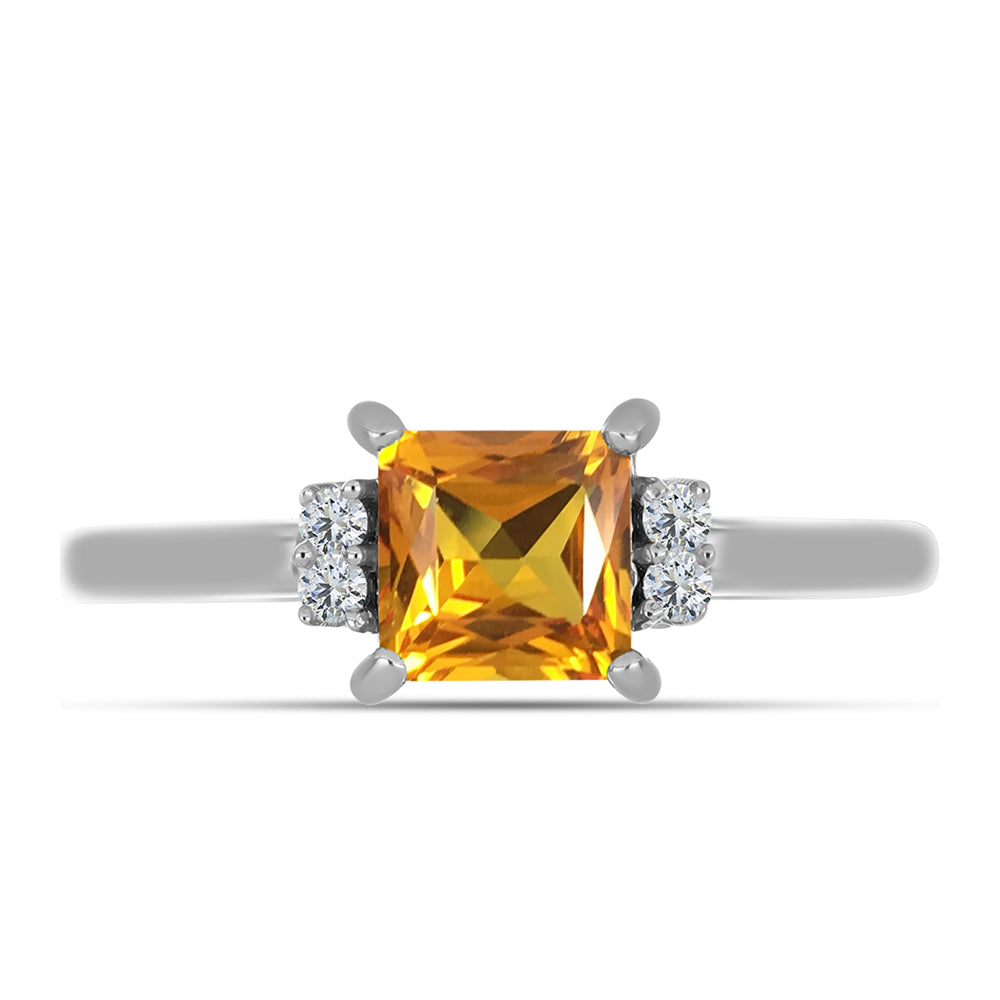 Inel din Argint 925 ( 2.1 grame ) cu Topaz Galben Imperial și Topaz Alb 1.22 Carate 1 