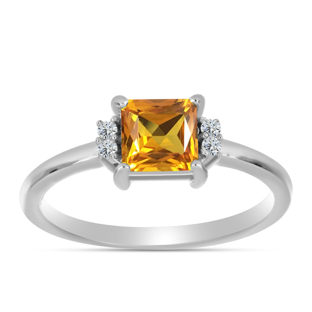 Inel din Argint 925 ( 2.1 grame ) cu Topaz Galben Imperial și Topaz Alb 1.22 Carate 3 