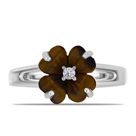 Inel din Argint 925 ( 2.86 grame ) cu Jasp Picasso și Topaz Alb 1.75 Carate