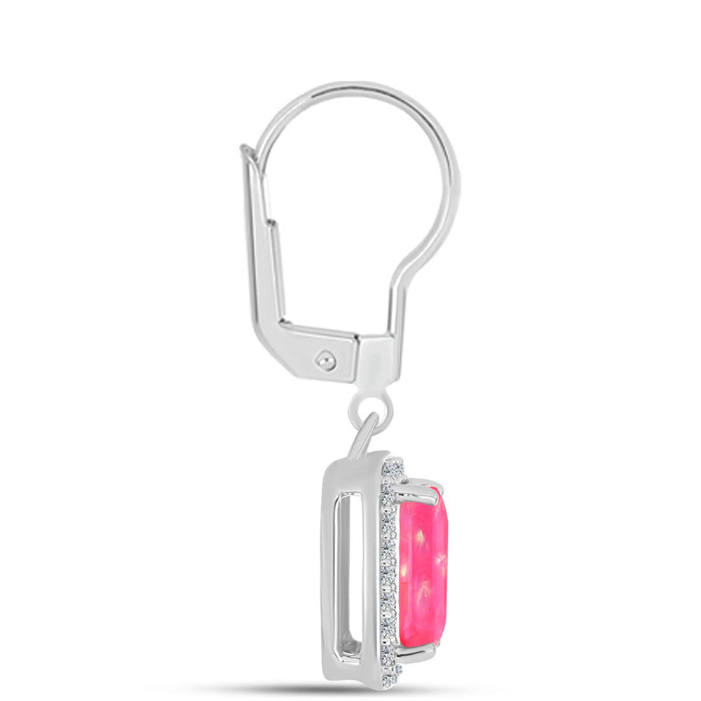 Cercei din Argint 925 ( 3.45 grame ) cu Opal Lega Dembi Roz și Topaz Alb 2.3 Carate