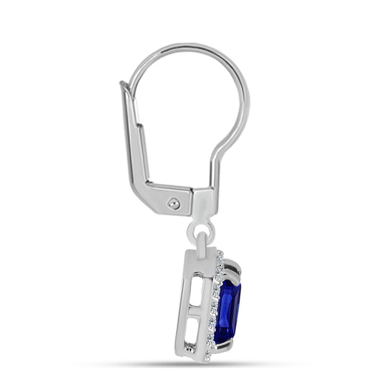 Cercei din Argint 925 ( 2.36 grame ) cu Safir Albastru Australian și Topaz Alb 1.99 Carate