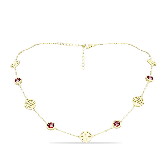 Colier din Argint 925 Placat cu Aur ( 9.01 grame ) cu Granat Barton 4.07 Carate