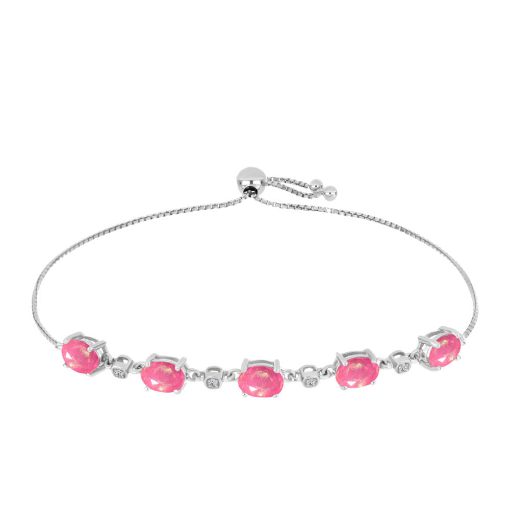 Brățară din Argint 925 ( 4.24 grame ) cu Opal Lega Dembi Roz și Topaz Alb 2.36 Carate 1 