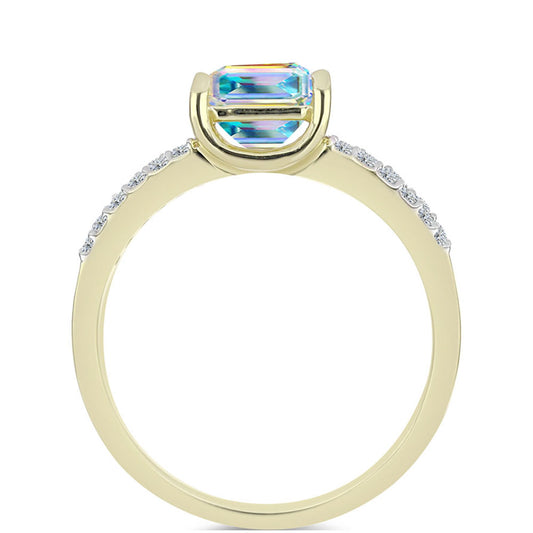 Inel din Argint 925 Placat cu Aur ( 3.55 grame ) cu Moissanit de Gheață și Topaz Alb 2.17 Carate