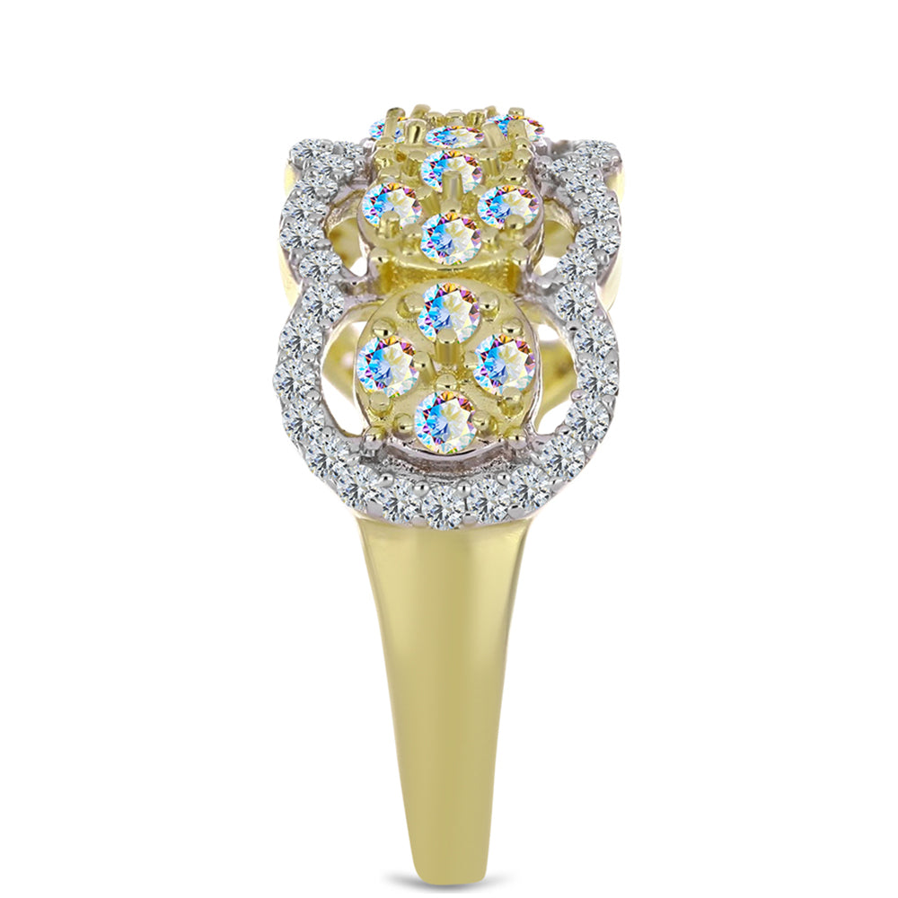 Inel din Argint 925 Placat cu Aur ( 4.01 grame ) cu Moissanit de Gheață și Topaz Alb 1.01 Carate
