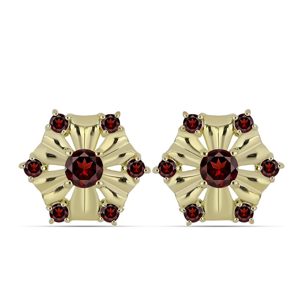 Cercei din Argint 925 Placat cu Aur ( 4.92 grame ) cu Granat Barton 2.22 Carate 1 