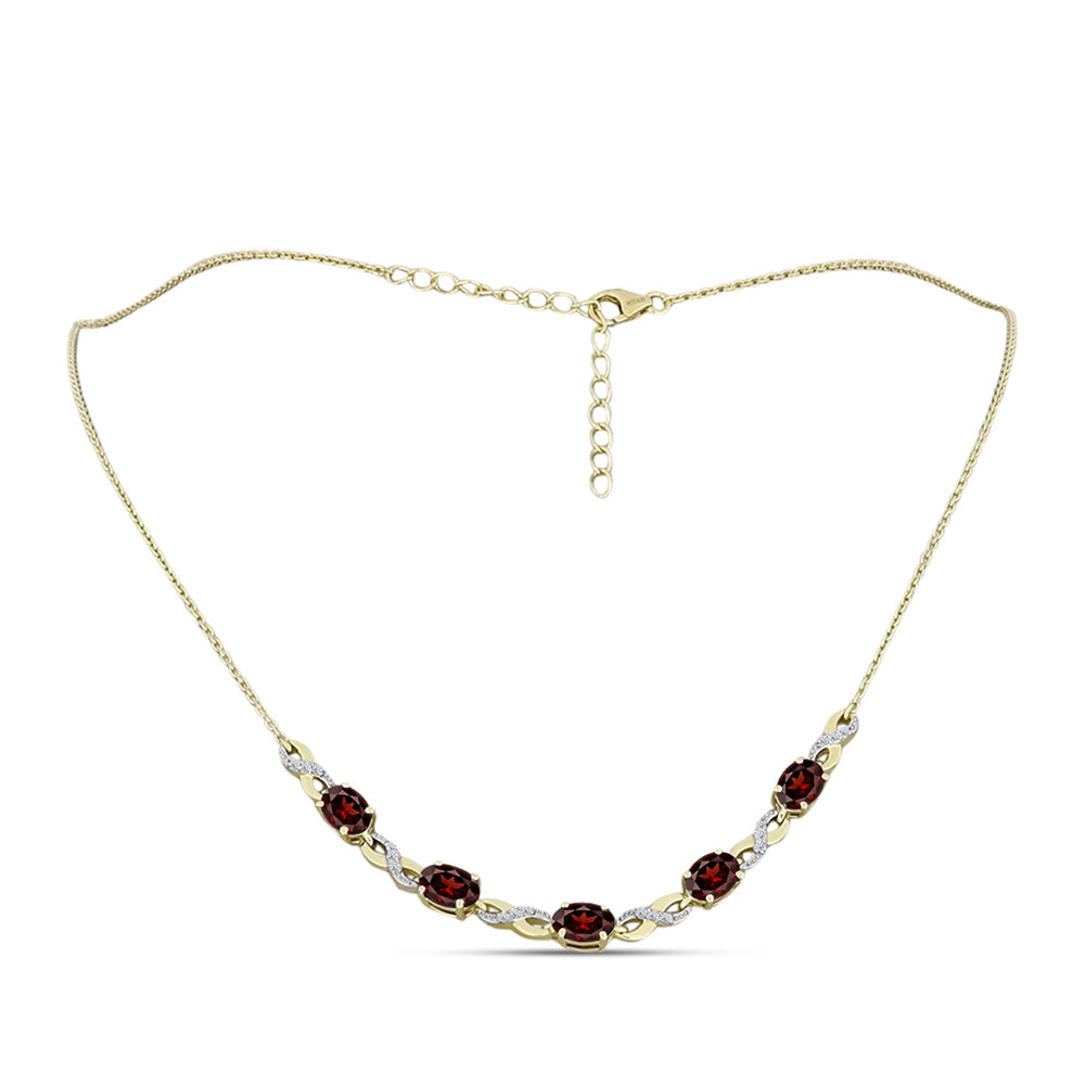 Colier din Argint 925 Placat cu Aur ( 6.14 grame ) cu Granat Barton și Topaz Alb 4.95 Carate 1 