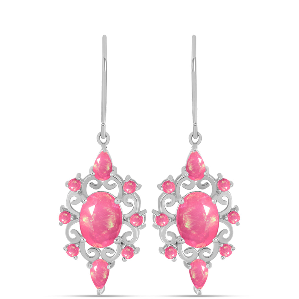 Cercei din Argint 925 ( 4.25 grame ) cu Opal Lega Dembi Roz 2.95 Carate 1 